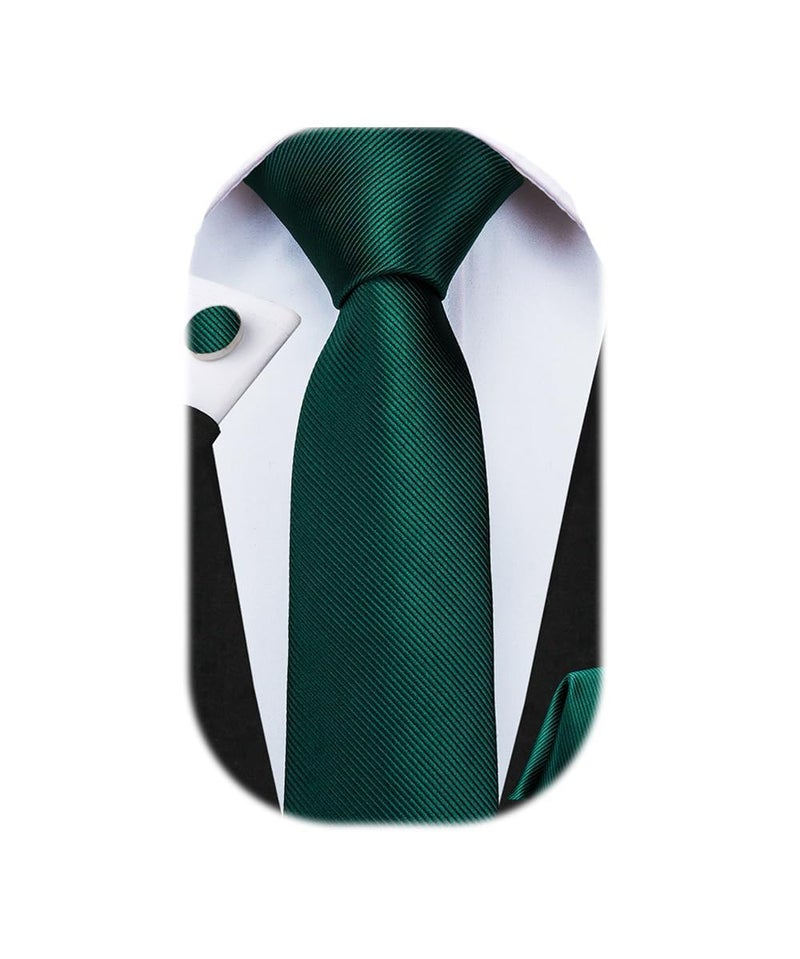 Dubulle Ties for Boys Self Tie Silk Paisely Striped Kids Necktie and Pocket Square Set for Age 8-11,Dark Green - Image 1